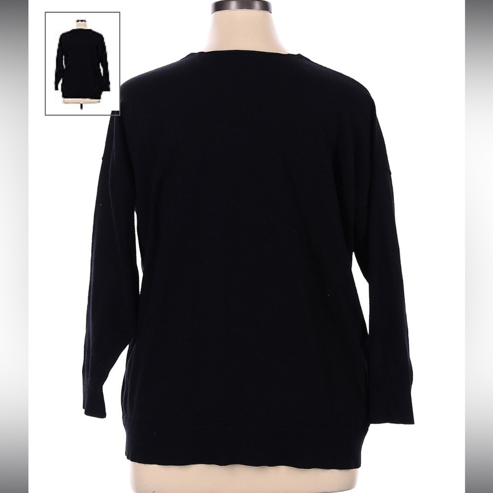 Torrid Women Sweater 3X BLACK Ribbed Chunky Knit Tunic Long Sleeve Hem Zip READ - Picture 2 of 6